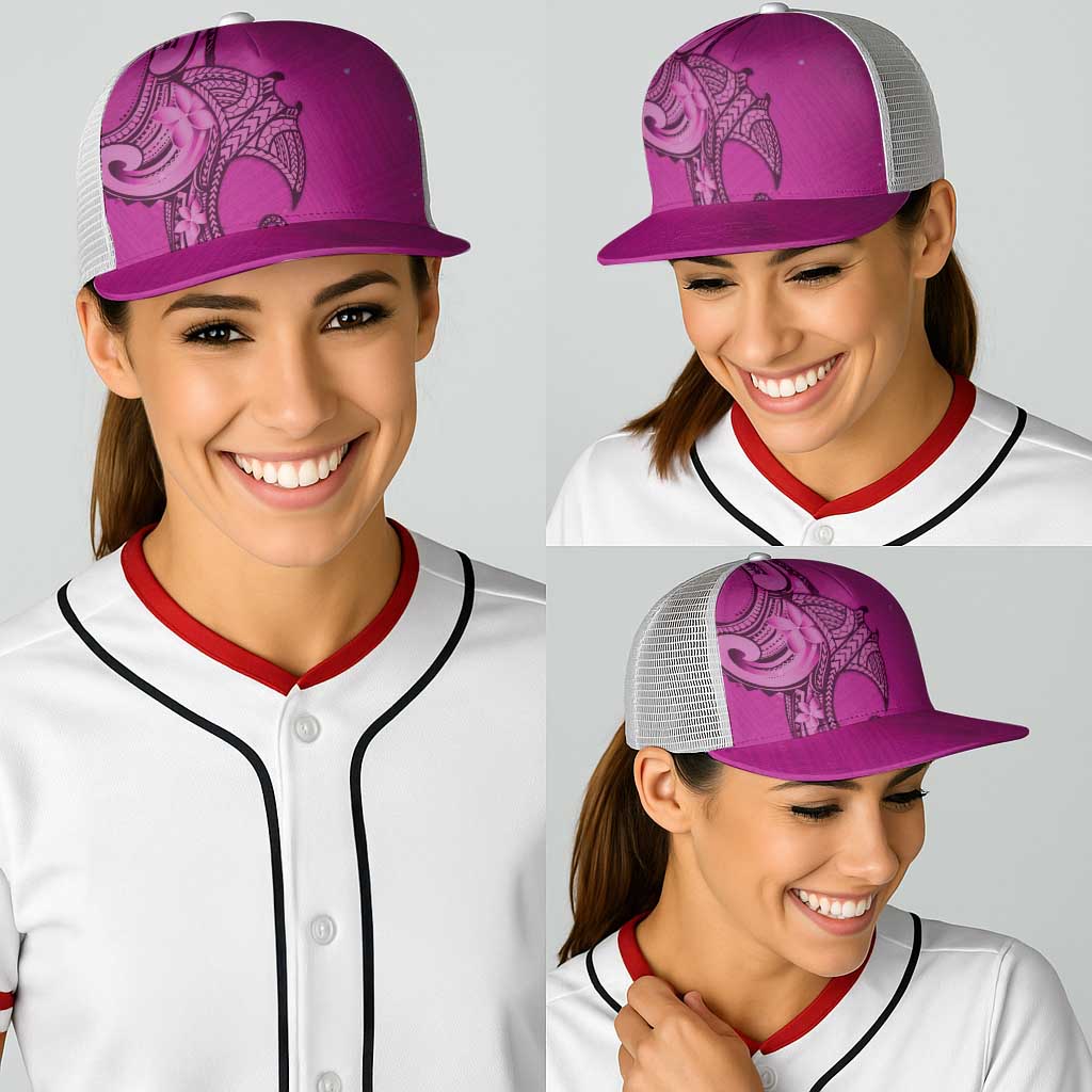 Polynesia Manta Ray Tattoo Baseball Net Cap Tropical Plumeria Pink Polynesian Pattern LT14 - Polynesian Pride