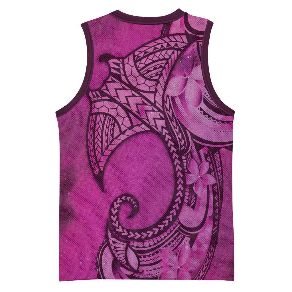 Polynesia Manta Ray Tattoo Basketball Jersey Tropical Plumeria Pink Polynesian Pattern LT14 - Polynesian Pride