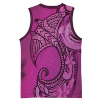 Polynesia Manta Ray Tattoo Basketball Jersey Tropical Plumeria Pink Polynesian Pattern LT14 - Polynesian Pride