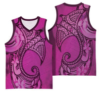 Polynesia Manta Ray Tattoo Basketball Jersey Tropical Plumeria Pink Polynesian Pattern LT14 - Polynesian Pride