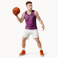 Polynesia Manta Ray Tattoo Basketball Jersey Tropical Plumeria Pink Polynesian Pattern LT14 - Polynesian Pride