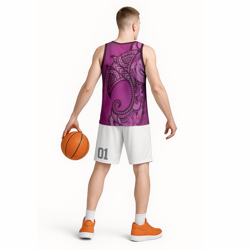 Polynesia Manta Ray Tattoo Basketball Jersey Tropical Plumeria Pink Polynesian Pattern LT14 - Polynesian Pride