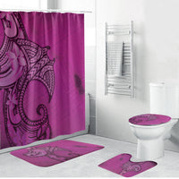 Polynesia Manta Ray Tattoo Bathroom Set Tropical Plumeria Pink Polynesian Pattern LT14 Bathroom Set (4 pcs) Pink - Polynesian Pride