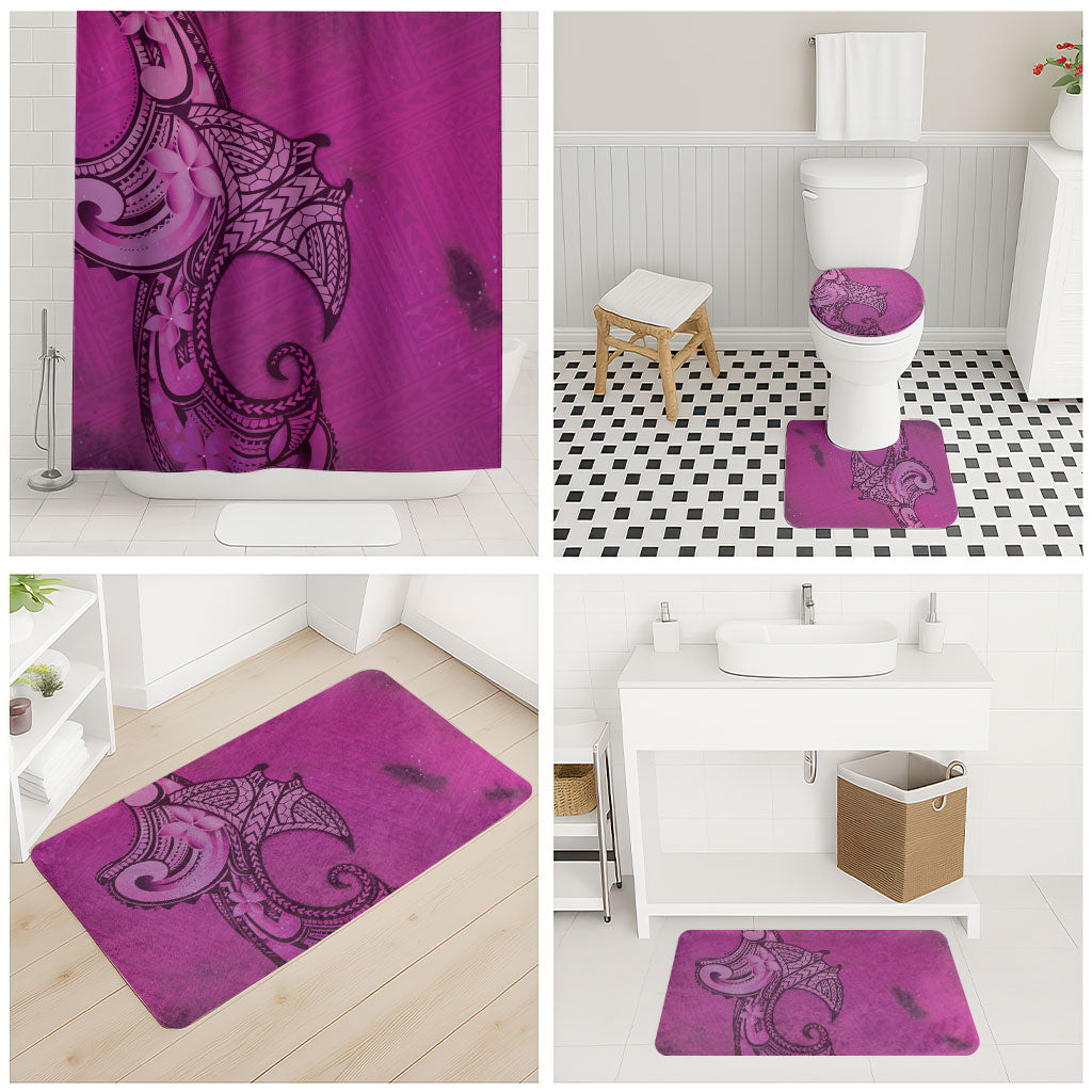 Polynesia Manta Ray Tattoo Bathroom Set Tropical Plumeria Pink Polynesian Pattern LT14 - Polynesian Pride