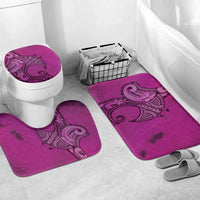 Polynesia Manta Ray Tattoo Bathroom Set Tropical Plumeria Pink Polynesian Pattern LT14 Mat Set Only (3 pcs) One Size Pink - Polynesian Pride