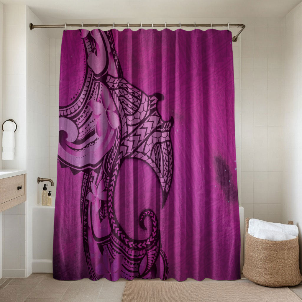 Polynesia Manta Ray Tattoo Bathroom Set Tropical Plumeria Pink Polynesian Pattern LT14 Shower Curtain Only Pink - Polynesian Pride