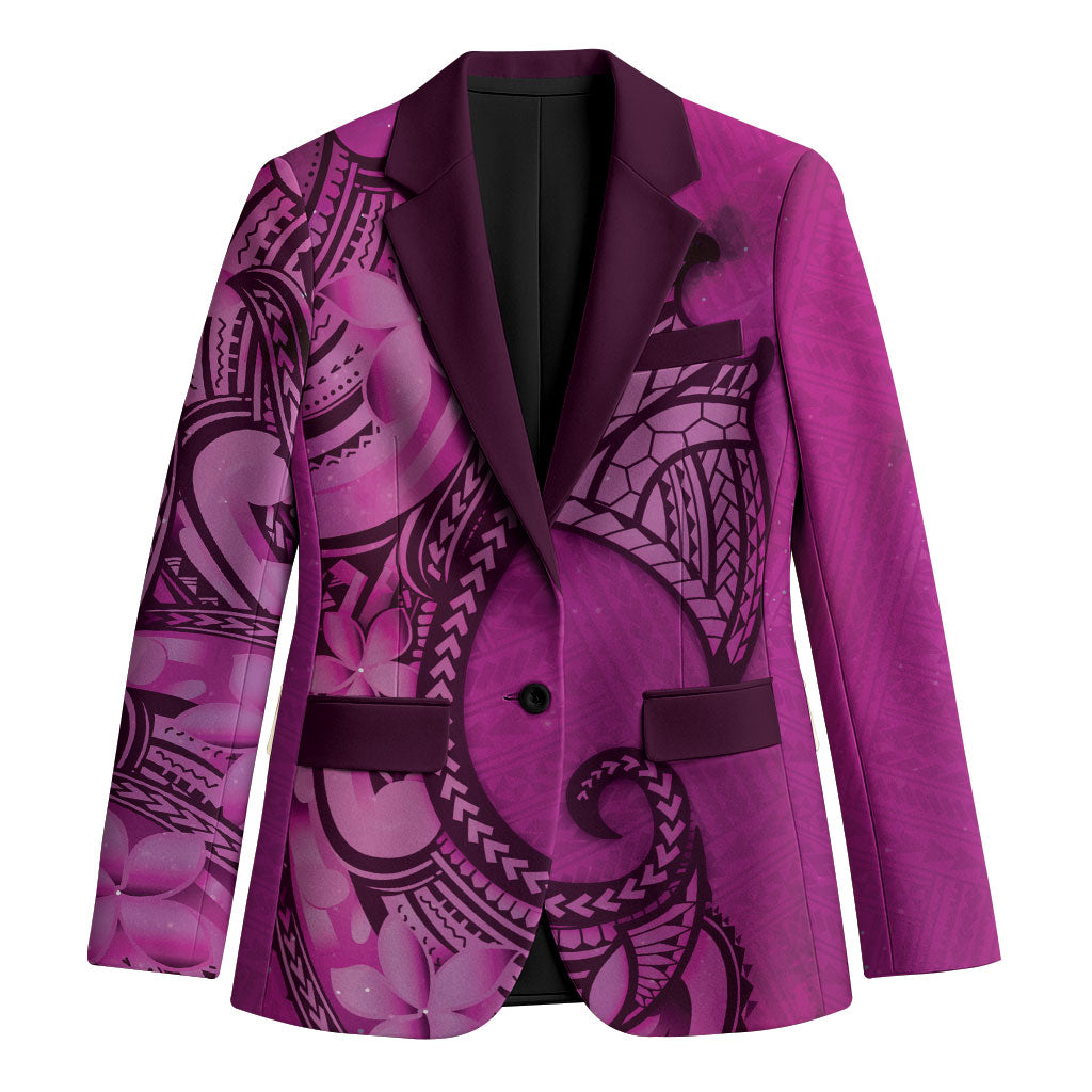 Polynesia Manta Ray Tattoo Blazer Tropical Plumeria Pink Polynesian Pattern
