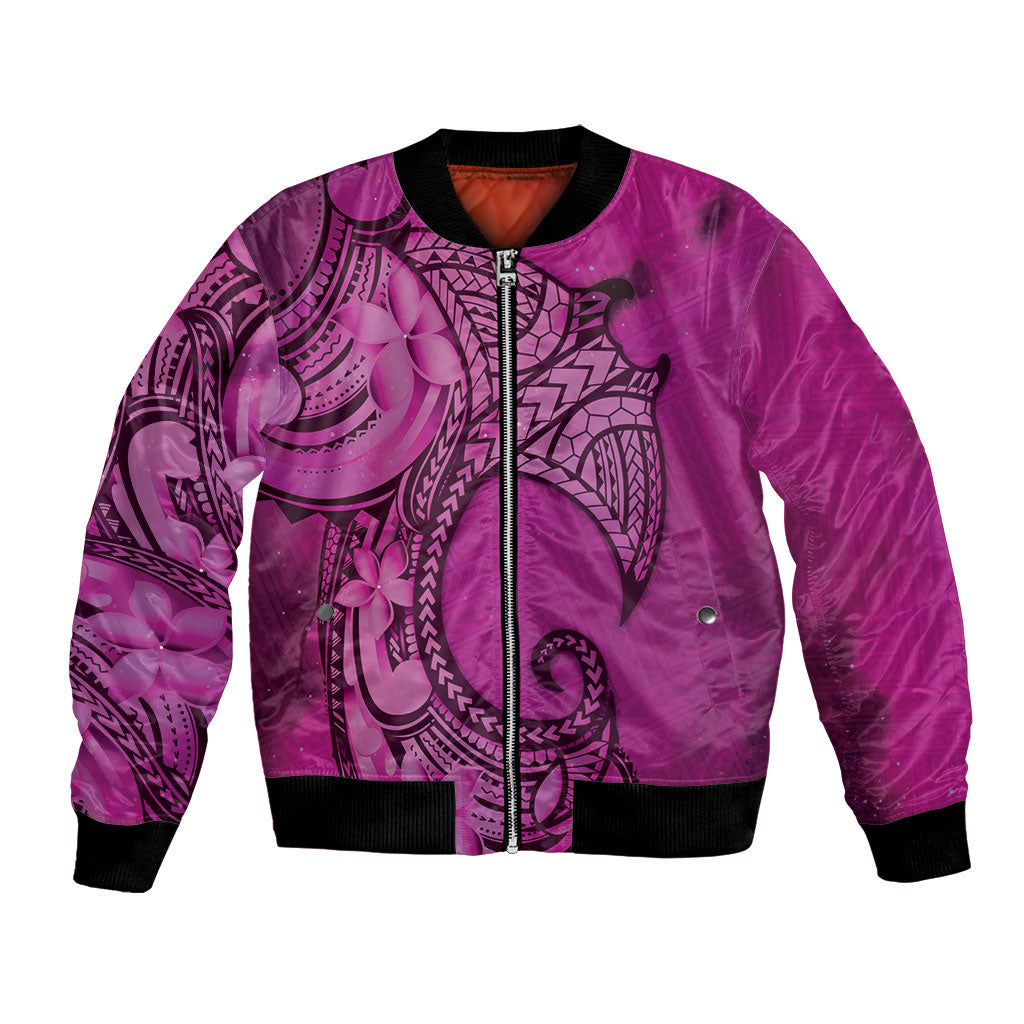 Polynesia Manta Ray Tattoo Bomber Jacket Tropical Plumeria Pink Polynesian Pattern LT14 Unisex Pink - Polynesian Pride