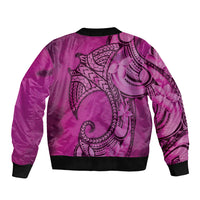 Polynesia Manta Ray Tattoo Bomber Jacket Tropical Plumeria Pink Polynesian Pattern LT14 - Polynesian Pride