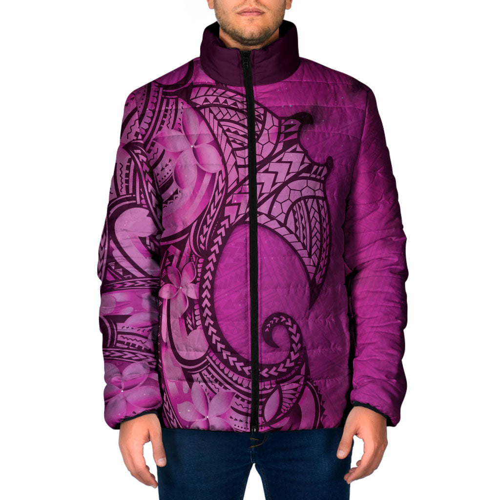Polynesia Manta Ray Tattoo Padded Jacket Tropical Plumeria Pink Polynesian Pattern LT14 Men Pink - Polynesian Pride