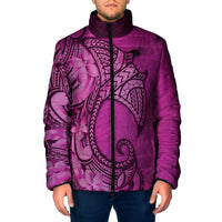 Polynesia Manta Ray Tattoo Padded Jacket Tropical Plumeria Pink Polynesian Pattern LT14 Men Pink - Polynesian Pride