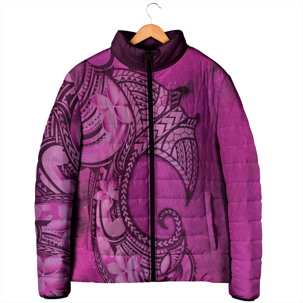 Polynesia Manta Ray Tattoo Padded Jacket Tropical Plumeria Pink Polynesian Pattern LT14 - Polynesian Pride