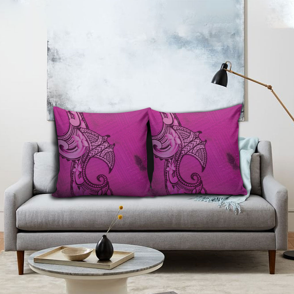 Polynesia Manta Ray Tattoo Pillow Cover Tropical Plumeria Pink Polynesian Pattern LT14 - Polynesian Pride