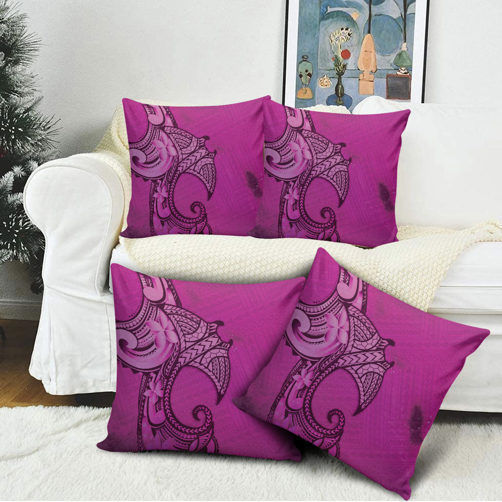 Polynesia Manta Ray Tattoo Pillow Cover Tropical Plumeria Pink Polynesian Pattern LT14 - Polynesian Pride