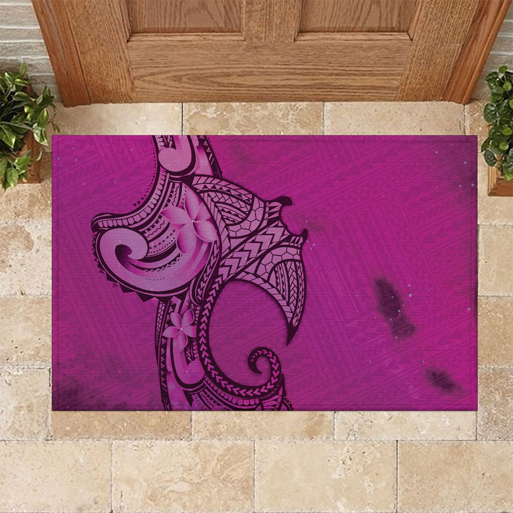 Polynesia Manta Ray Tattoo Rubber Doormat Tropical Plumeria Pink Polynesian Pattern LT14 Pink - Polynesian Pride