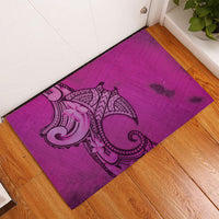 Polynesia Manta Ray Tattoo Rubber Doormat Tropical Plumeria Pink Polynesian Pattern LT14 - Polynesian Pride