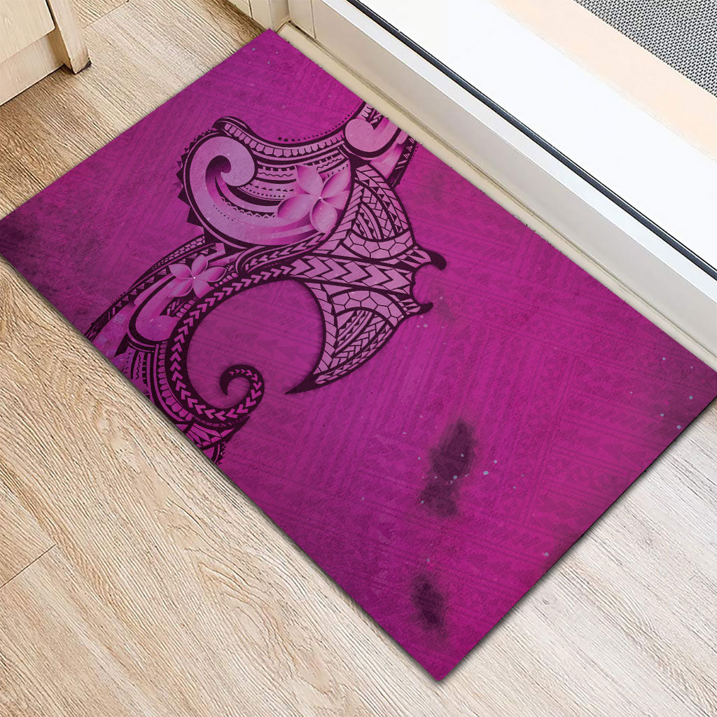 Polynesia Manta Ray Tattoo Rubber Doormat Tropical Plumeria Pink Polynesian Pattern LT14 - Polynesian Pride