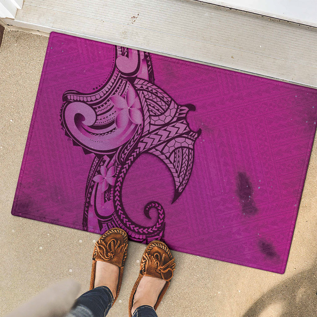 Polynesia Manta Ray Tattoo Rubber Doormat Tropical Plumeria Pink Polynesian Pattern LT14 - Polynesian Pride