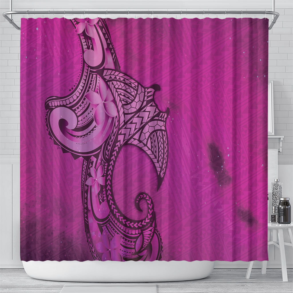 Polynesia Manta Ray Tattoo Shower Curtain Tropical Plumeria Pink Polynesian Pattern LT14 - Polynesian Pride