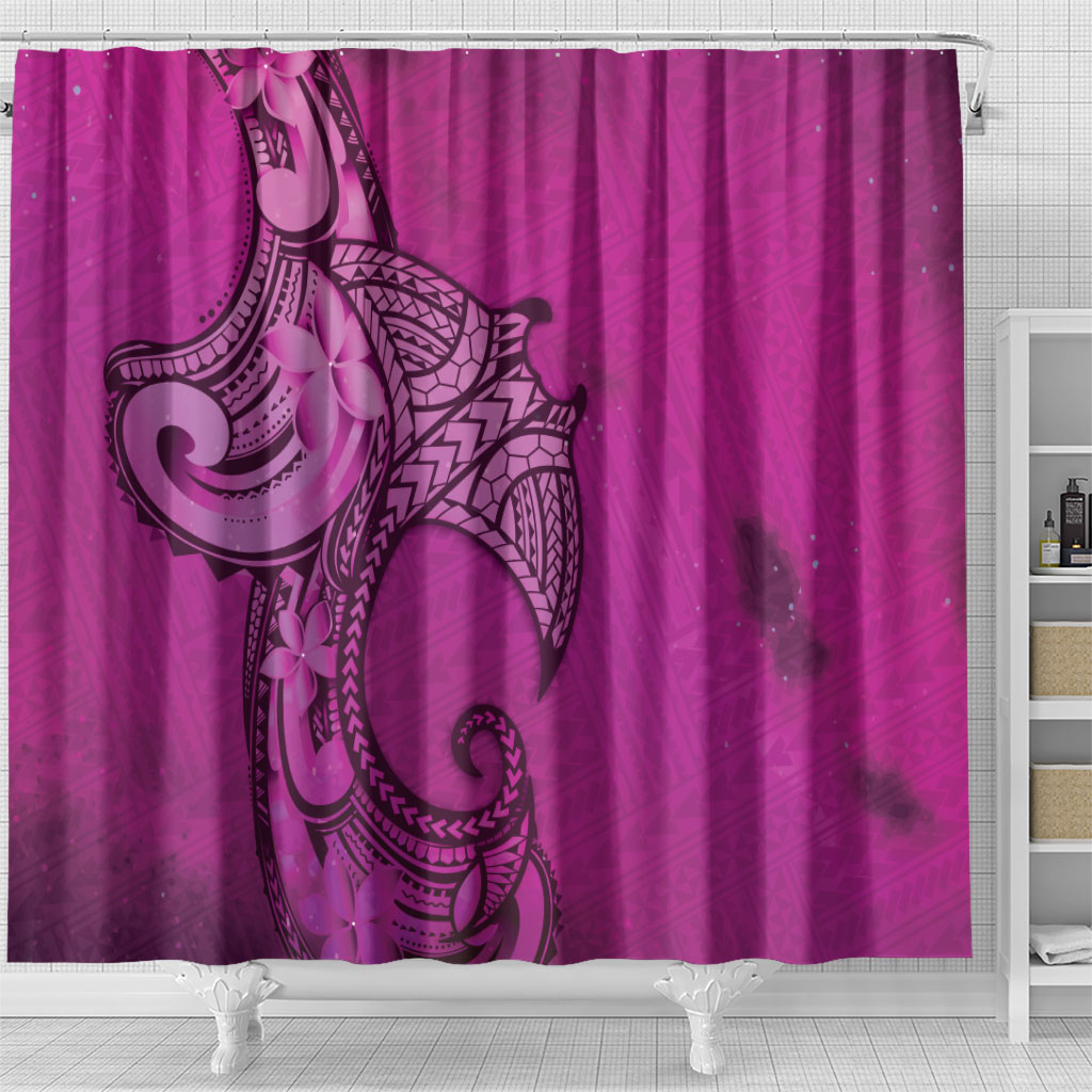 Polynesia Manta Ray Tattoo Shower Curtain Tropical Plumeria Pink Polynesian Pattern LT14 - Polynesian Pride