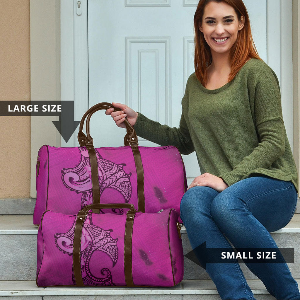 Polynesia Manta Ray Tattoo Travel Bag Tropical Plumeria Pink Polynesian Pattern LT14 - Polynesian Pride