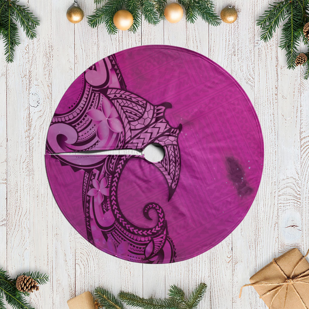 Polynesia Manta Ray Tattoo Tree Skirt Tropical Plumeria Pink Polynesian Pattern LT14 Casual Pink - Polynesian Pride