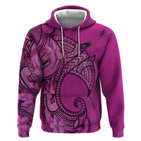 Polynesia Manta Ray Tattoo Zip Hoodie Tropical Plumeria Pink Polynesian Pattern LT14 Pullover Hoodie Pink - Polynesian Pride