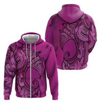 Polynesia Manta Ray Tattoo Zip Hoodie Tropical Plumeria Pink Polynesian Pattern LT14 - Polynesian Pride
