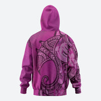 Polynesia Manta Ray Tattoo Zip Hoodie Tropical Plumeria Pink Polynesian Pattern LT14 - Polynesian Pride