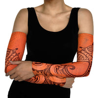 Polynesia Manta Ray Tattoo Arm Sleeves Tropical Plumeria Orange Polynesian Pattern LT14 - Polynesian Pride