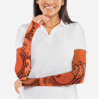 Polynesia Manta Ray Tattoo Arm Sleeves Tropical Plumeria Orange Polynesian Pattern LT14 - Polynesian Pride