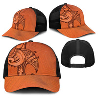 Polynesia Manta Ray Tattoo Baseball Net Cap Tropical Plumeria Orange Polynesian Pattern LT14 - Polynesian Pride