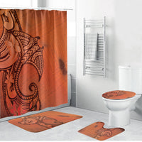 Polynesia Manta Ray Tattoo Bathroom Set Tropical Plumeria Orange Polynesian Pattern LT14 Bathroom Set (4 pcs) Orange - Polynesian Pride