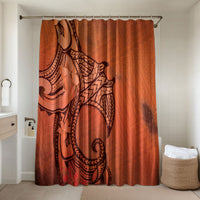 Polynesia Manta Ray Tattoo Bathroom Set Tropical Plumeria Orange Polynesian Pattern LT14 Shower Curtain Only Orange - Polynesian Pride
