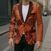 Polynesia Manta Ray Tattoo Blazer Tropical Plumeria Orange Polynesian Pattern LT14 - Polynesian Pride