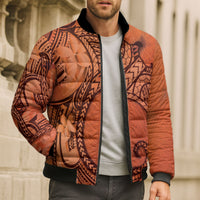 Polynesia Manta Ray Tattoo Bomber Puffer Jacket Tropical Plumeria Orange Polynesian Pattern LT14 - Polynesian Pride