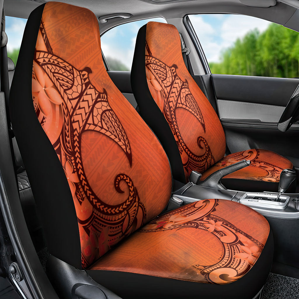 Polynesia Manta Ray Tattoo Car Seat Cover Tropical Plumeria Orange Polynesian Pattern