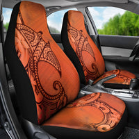 Polynesia Manta Ray Tattoo Car Seat Cover Tropical Plumeria Orange Polynesian Pattern