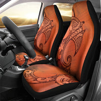 Polynesia Manta Ray Tattoo Car Seat Cover Tropical Plumeria Orange Polynesian Pattern