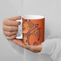Polynesia Manta Ray Tattoo Ceramic Mug Tropical Plumeria Orange Polynesian Pattern LT14 - Polynesian Pride