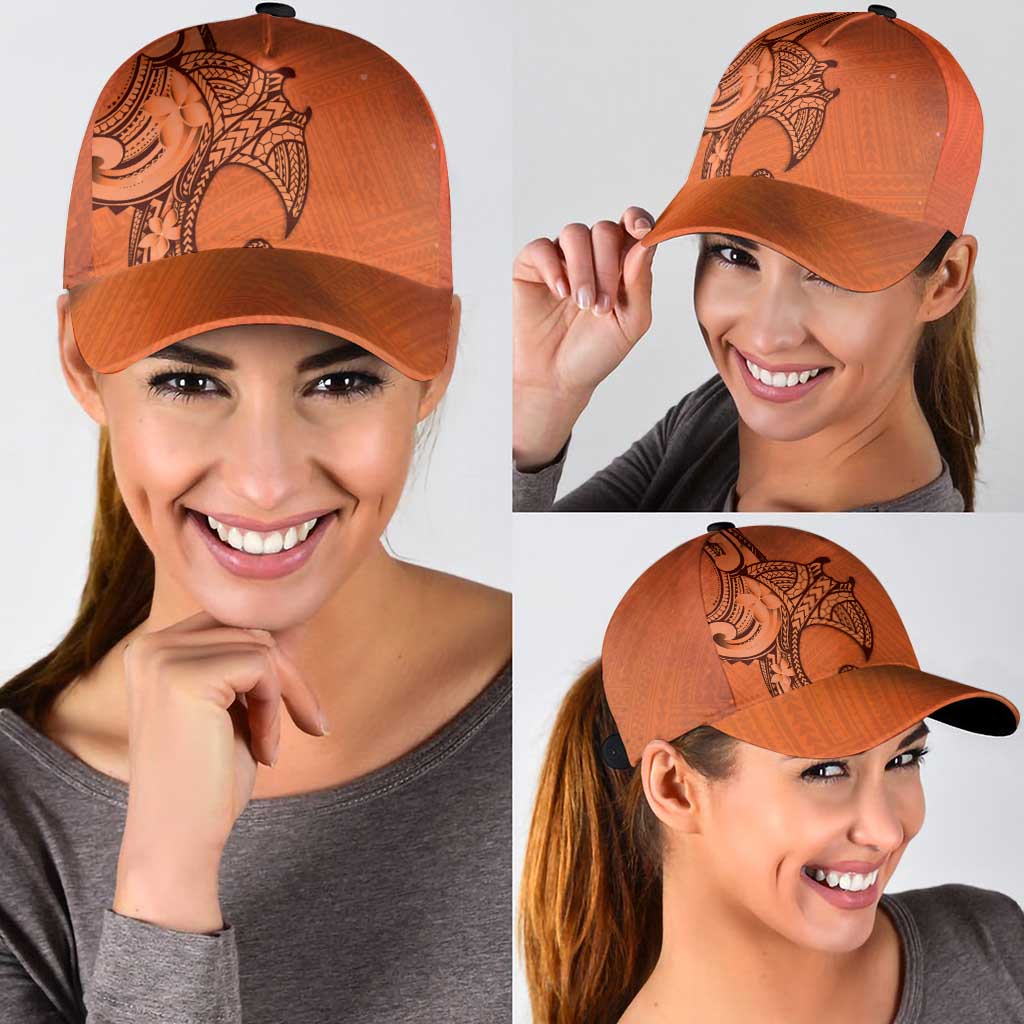 Polynesia Manta Ray Tattoo Classic Cap Tropical Plumeria Orange Polynesian Pattern LT14 - Polynesian Pride