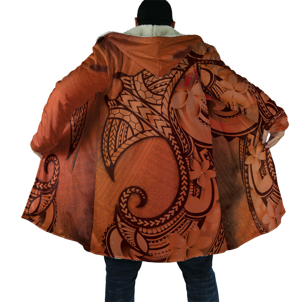 Polynesia Manta Ray Tattoo Cloak Tropical Plumeria Orange Polynesian Pattern LT14 - Polynesian Pride