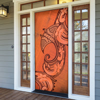 Polynesia Manta Ray Tattoo Door Cover Tropical Plumeria Orange Polynesian Pattern