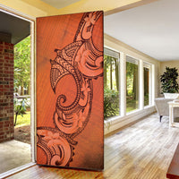Polynesia Manta Ray Tattoo Door Cover Tropical Plumeria Orange Polynesian Pattern