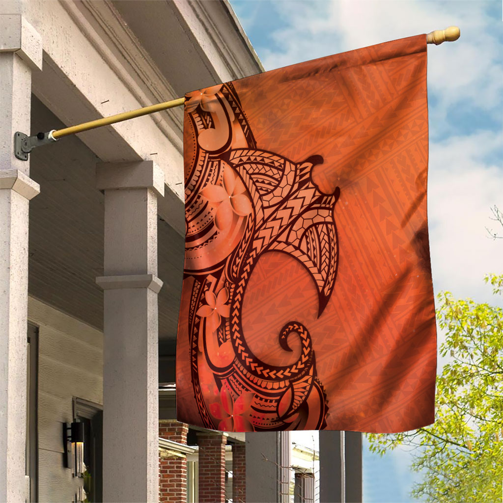 Polynesia Manta Ray Tattoo Garden Flag Tropical Plumeria Orange Polynesian Pattern LT14 House Flag Orange - Polynesian Pride