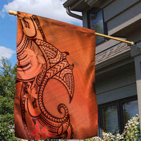 Polynesia Manta Ray Tattoo Garden Flag Tropical Plumeria Orange Polynesian Pattern LT14 - Polynesian Pride