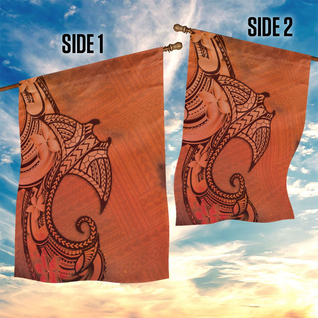 Polynesia Manta Ray Tattoo Garden Flag Tropical Plumeria Orange Polynesian Pattern LT14 - Polynesian Pride