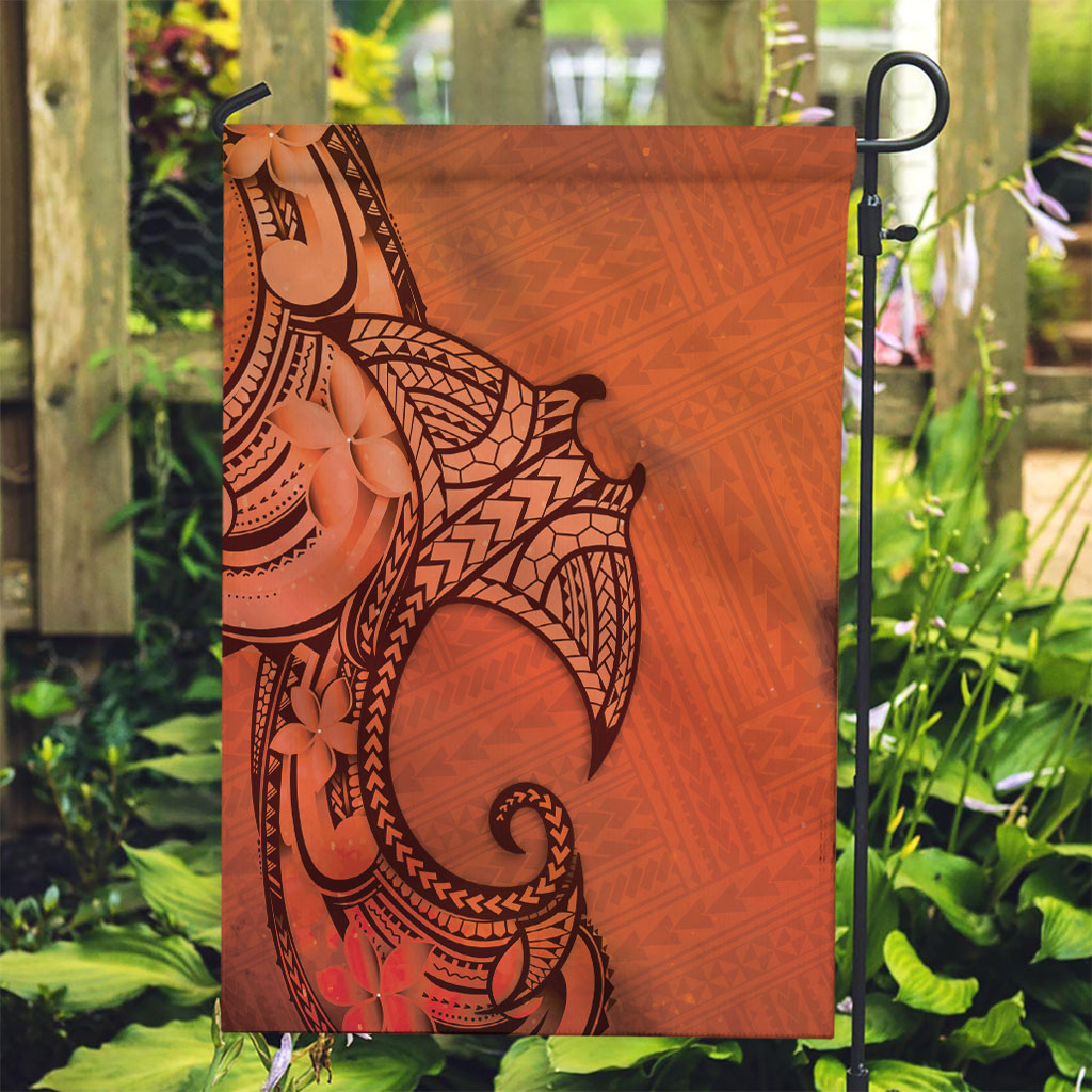 Polynesia Manta Ray Tattoo Garden Flag Tropical Plumeria Orange Polynesian Pattern LT14 Garden Flag Orange - Polynesian Pride