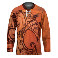 Polynesia Manta Ray Tattoo Hockey Jersey Tropical Plumeria Orange Polynesian Pattern LT14 Unisex Orange - Polynesian Pride