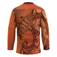 Polynesia Manta Ray Tattoo Hockey Jersey Tropical Plumeria Orange Polynesian Pattern LT14 - Polynesian Pride